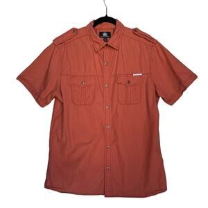 Rock & Republic Men's Orange Double Breast Pocket Button Down Shirt - Size L